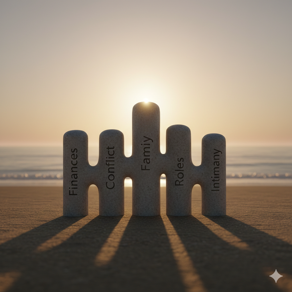 The 5 pillars of marital readiness used by ZODU Health for premarital counseling in Central Florida.