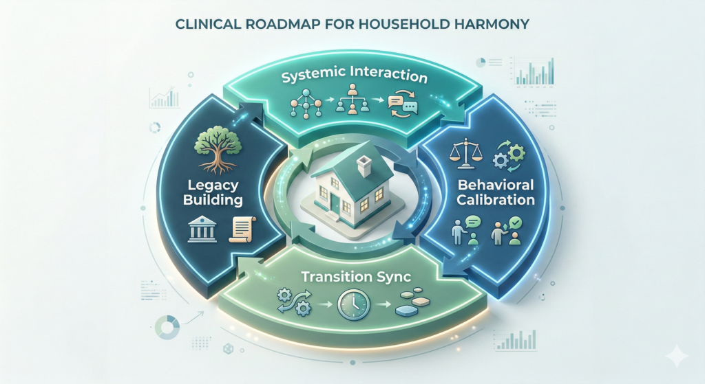 An infographic illustrating the 4-Quadrant Family Alignment Strategy for family therapy near Florida.